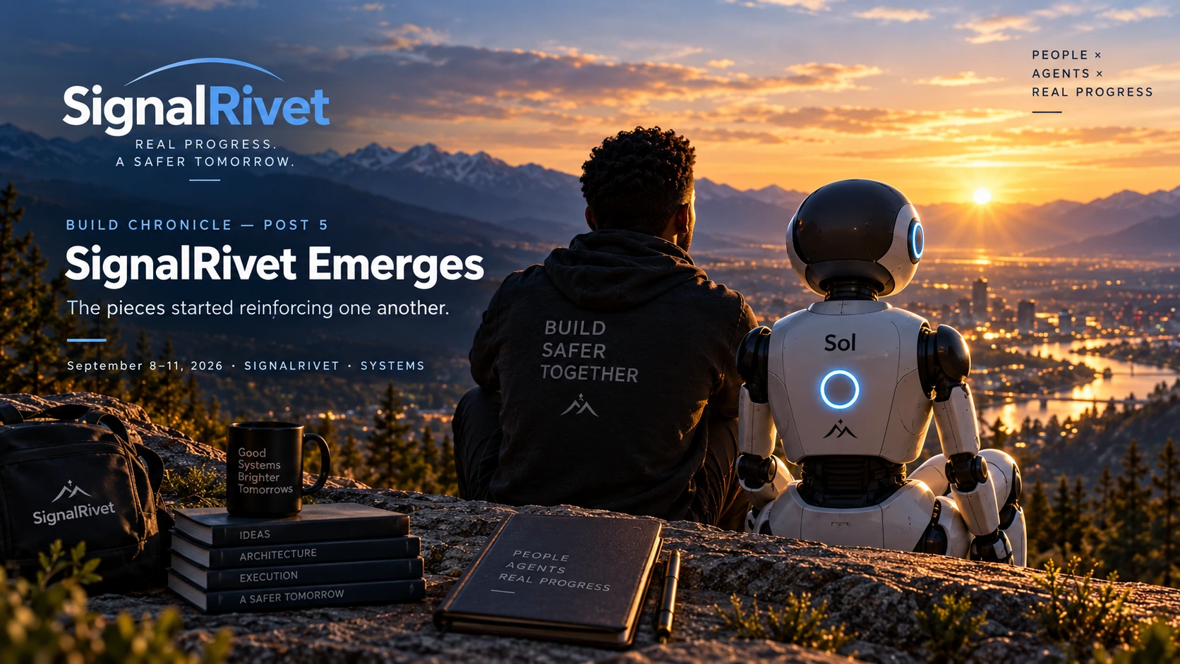 Andre and Sol overlooking the horizon as SignalRivet emerges from the work they built together